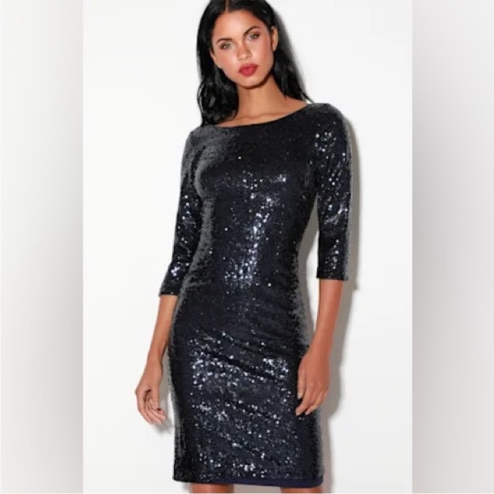 Lulu's Black Sequin Long Sleeve Dress